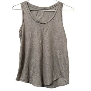 J. Crew Scoop Neck Linen Metallic Shimmer Tank Top Heathered Silver Gray XS
